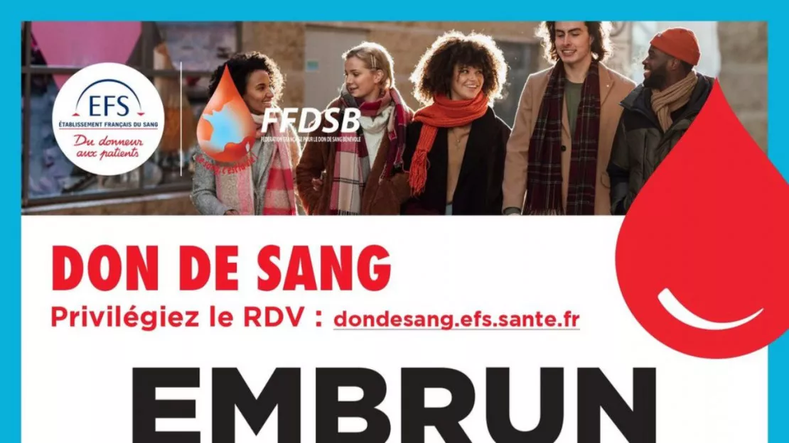 Collecte de sang à Embrun ce mercredi 30 octobre