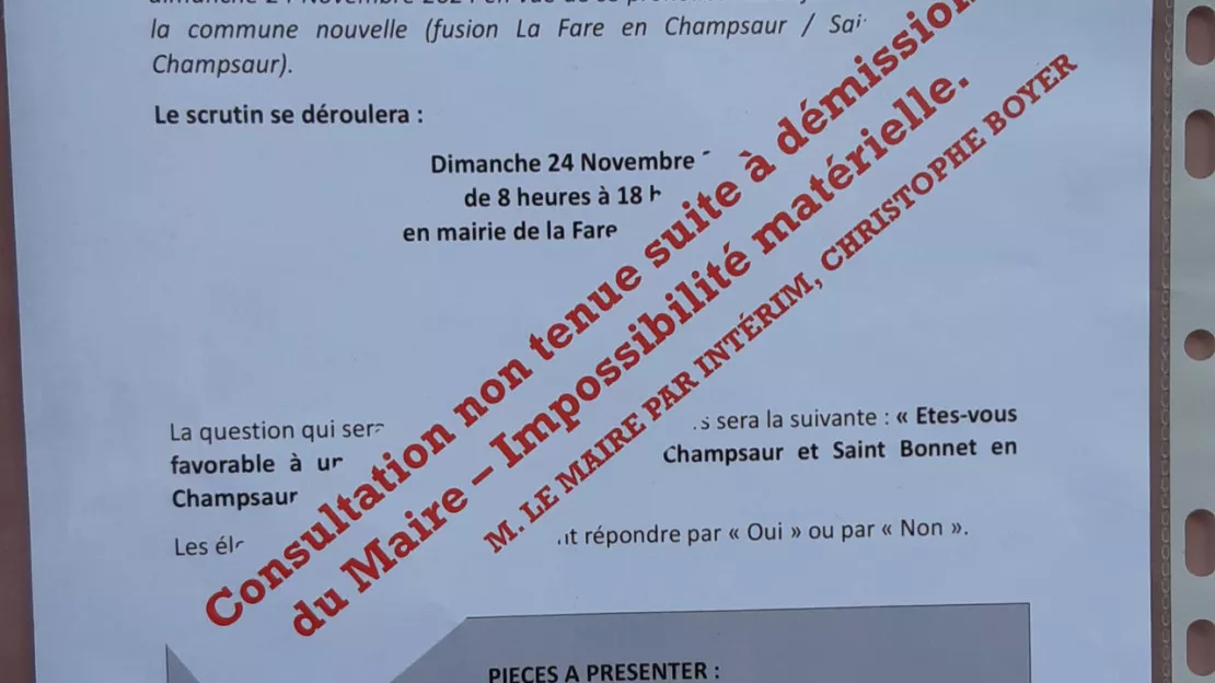 La consultation pour la création d’une commune nouvelle à La Fare en Champsaur ne se tiendra pas dimanche