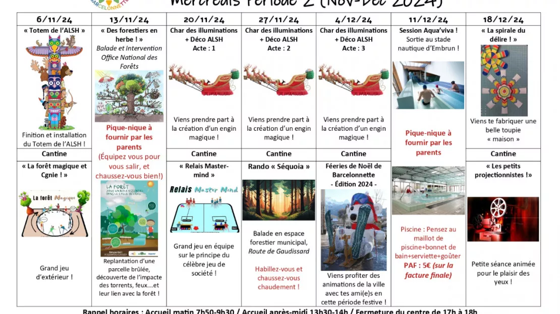 Les Mercredis actifs au centre de loisirs de Barcelonnette : inscriptions ouvertes pour novembre et décembre