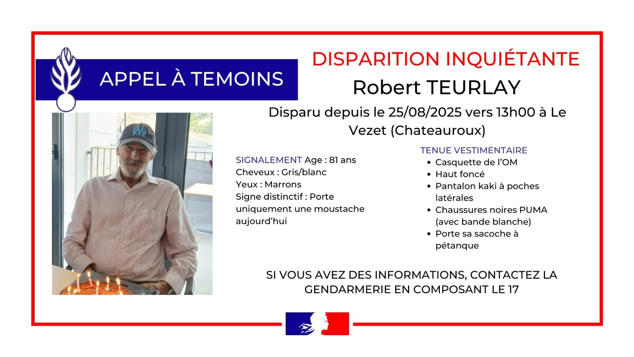 Disparition inquiétante d'un octogénaire à Châteauroux-les-Alpes Disparition inquiétante d'un octogénaire à Châteauroux-les-Alpes