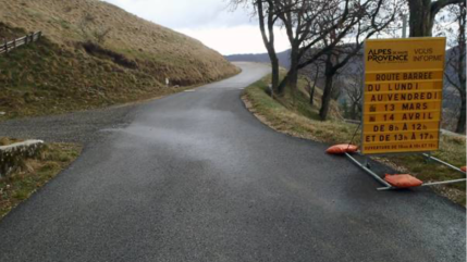 Haute-Provence : travaux de sécurisation sur la route du Col de Fontbelle Haute-Provence : travaux de sécurisation sur la route du Col de Fontbelle