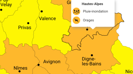 Les Alpes du Sud désormais placées en vigilance orange pour orages violents