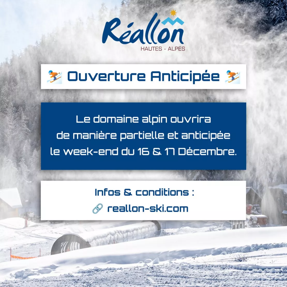Alpes 1 et Vous : Ouverture anticipé de Réallon ce week-end !