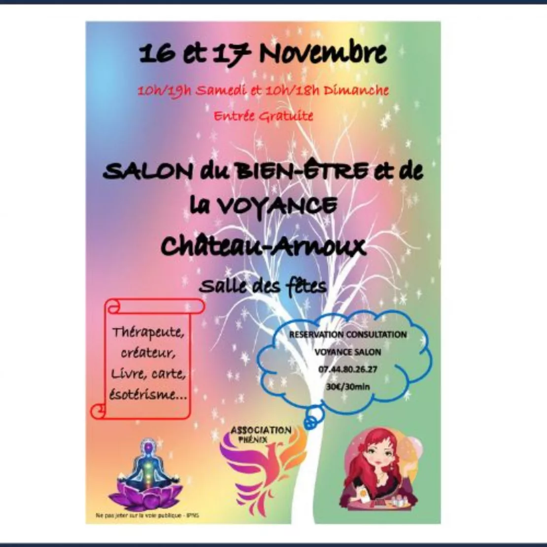 Près de chez vous...à Chateau-Arnoux, pour le salon Bien-être et Voyance, les 16 et 17 novembre 2024