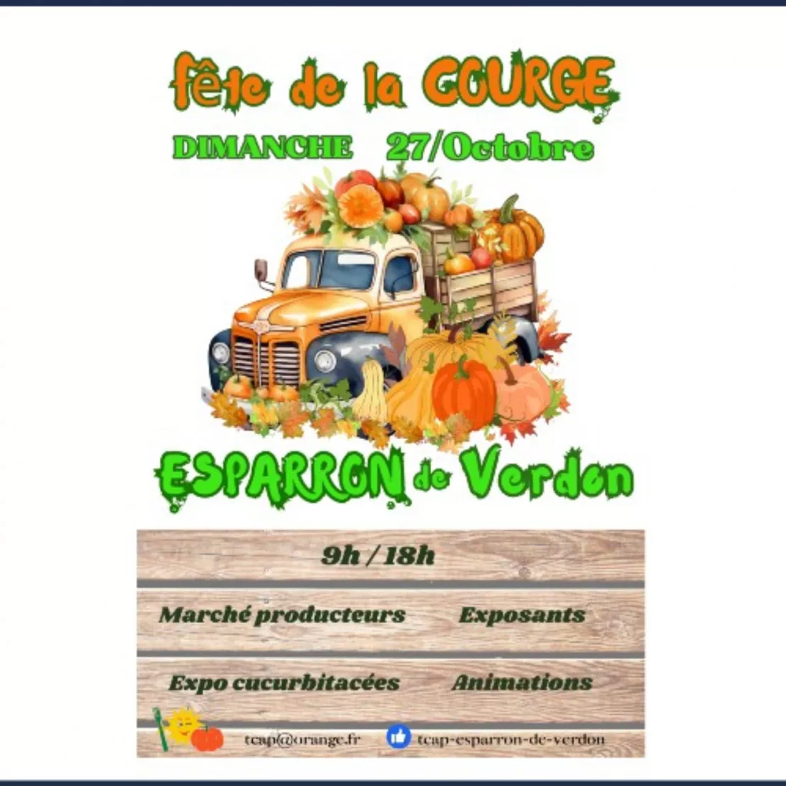 Près de chez vous...à Esparron de Verdon pour le fête de la courge le dimanche 27 octobre 2024