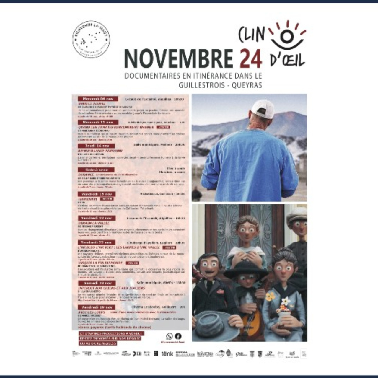 Près de chez vous...dans le Guillestrois/Queyras pour le Festival de documentaire "Clin d'Œil" du 6 au 29 novembre Près de chez vous...dans le Guillestrois/Queyras pour le Festival de documentaire "Clin d'Œil" du 6 au 29 novembre