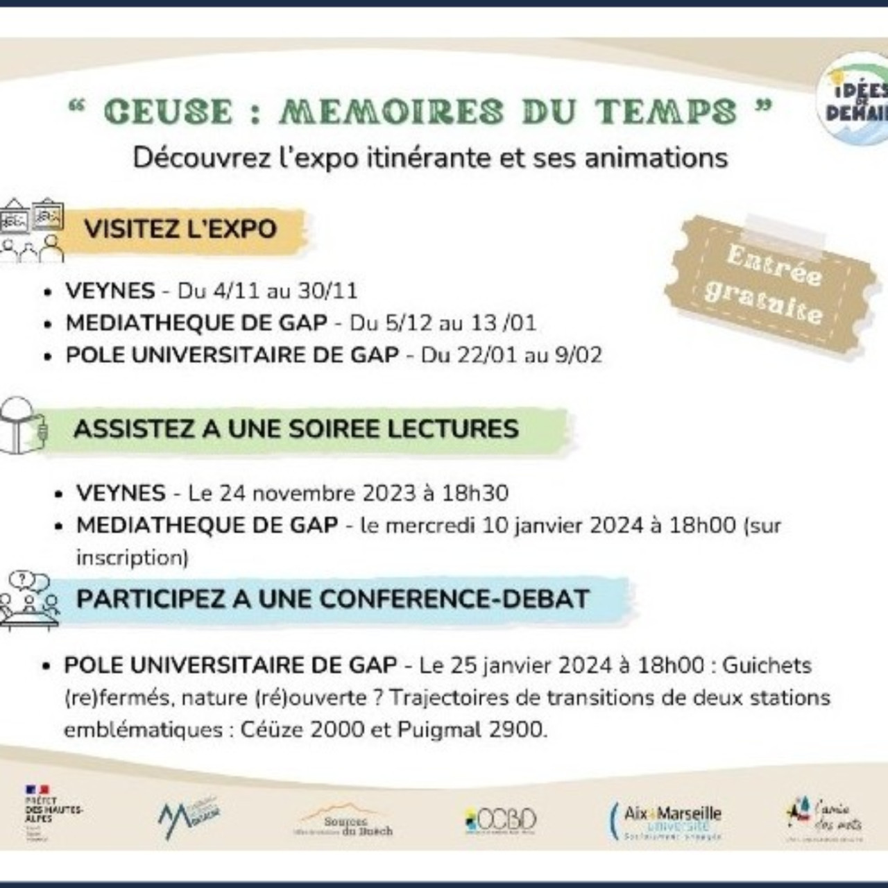 Près de Chez Vous : Gap. Exposition « Céüse Mémoires du Temps ». Près de Chez Vous : Gap. Exposition « Céüse Mémoires du Temps ».