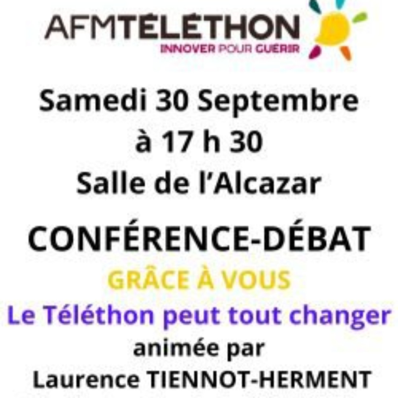 Rencontre avec Laurence Tiennot-Herment, Présidente de l’AFM-Téléthon et de Généthon, samedi 30 septembre 2023 à Sisteron Rencontre avec Laurence Tiennot-Herment, Présidente de l’AFM-Téléthon et de Généthon, samedi 30 septembre 2023 à Sisteron