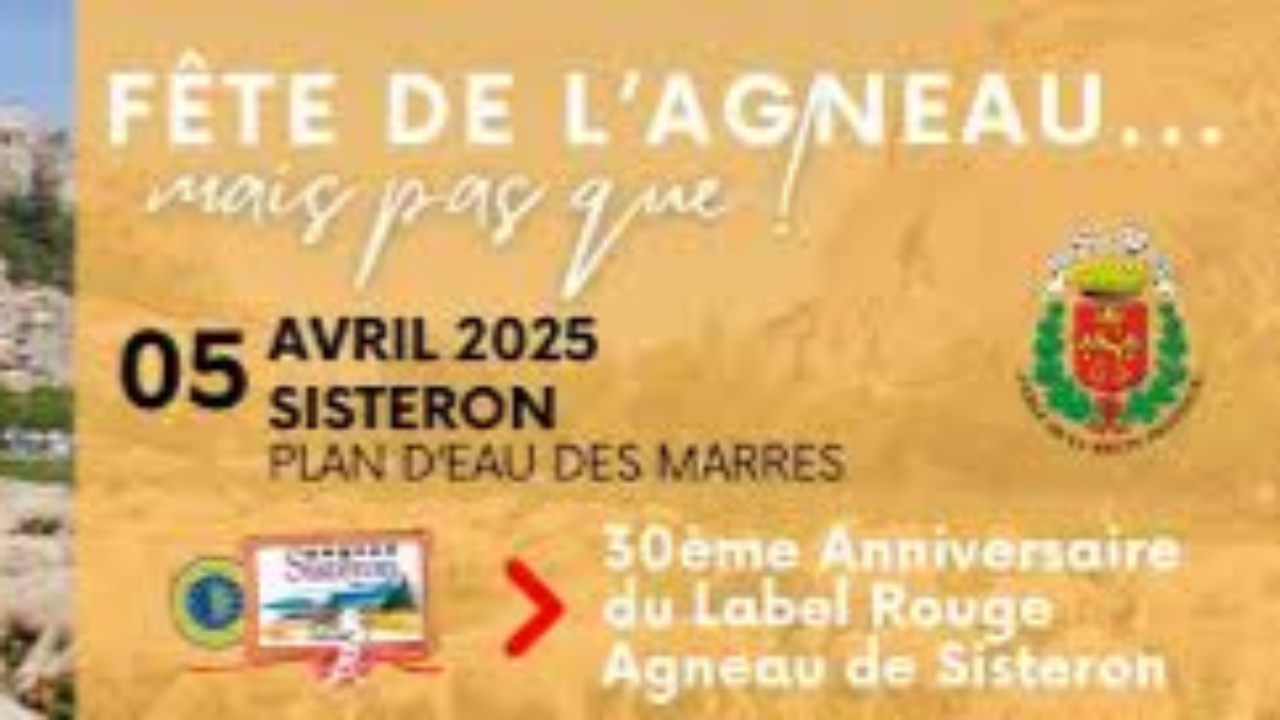 Près de chez vous...à Sisteron, pour la Fête de l'Agneau, vendredi 4 et samedi 5 avril 2025. Près de chez vous...à Sisteron, pour la Fête de l'Agneau, vendredi 4 et samedi 5 avril 2025.